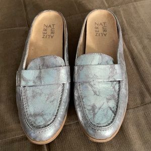 Naturalizer Mattie Crackled Metallic Mule Loafer Slide Size 6.5